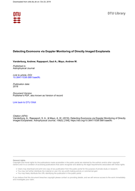 Detecting Exomoons Via Doppler Monitoring of Directly Imaged Exoplanets