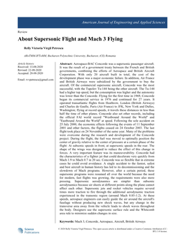 About Supersonic Flight and Mach 3 Flying