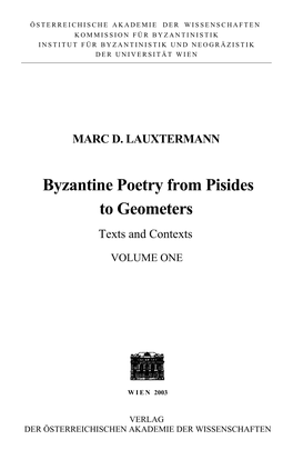 Byzantine Poetry from Pisides to Geometers