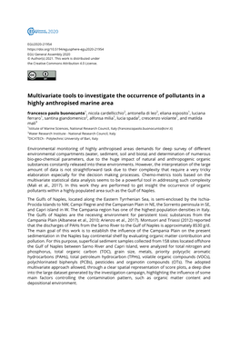 Multivariate Tools to Investigate the Occurrence of Pollutants in a Highly