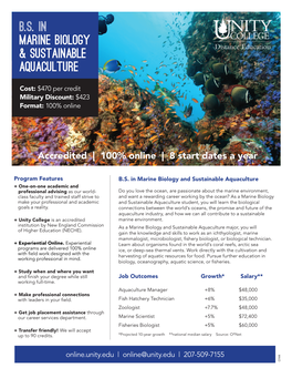 B.S. in MARINE BIOLOGY & Sustainable Aquaculture