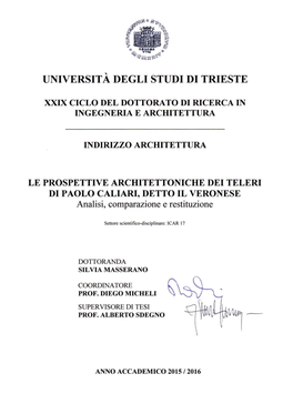 Le Prospettive Architettoniche Dei Teleri Di Paolo Caliari, Detto Il Veronese Analisi, Comparazione E Restituzione