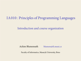 Principles of Programming Languages