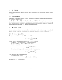 1 SI Units 2 Atomic Units