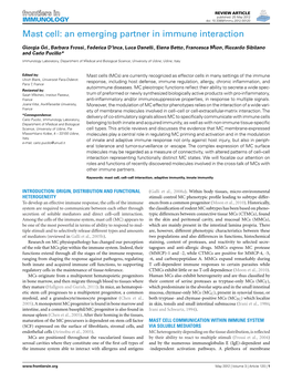 Mast Cell: an Emerging Partner in Immune Interaction