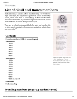 List of Skull and Bones Members - Wikipedia