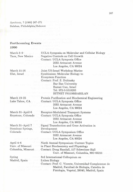 Forthcoming Events 1990