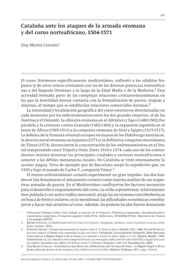 Cataluña Ante Los Ataques De La Armada Otomana Y Del Corso Norteafricano, 1504-1571