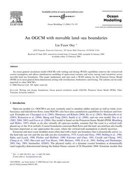 (2006) an OGCM with Movable Land-Sea Boundaries, Ocean