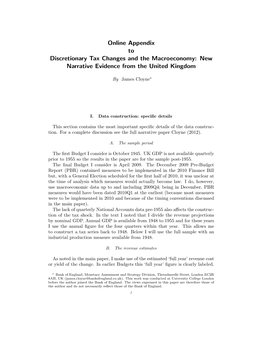 Online Appendix to Discretionary Tax Changes and the Macroeconomy: New Narrative Evidence from the United Kingdom