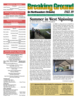 Summer in West Nipissing Coordinator by Janet Parsons , NEOSCIA President Graham Gambles