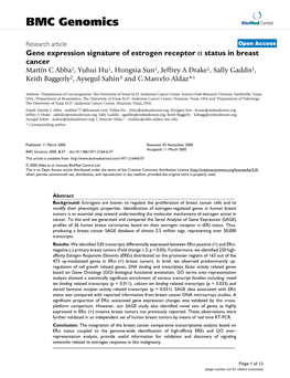 Gene Expression Signature of Estrogen Receptor Α Status in Breast