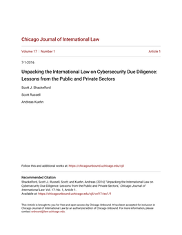 Unpacking the International Law on Cybersecurity Due Diligence: Lessons from the Public and Private Sectors