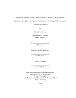 I Exploration of Porphyrin-‐‑Based Semiconductors for Negative