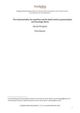 The Irrepresentable, the Repetition and the Death Instinct: Psychoanalysis and Neurologic Illness