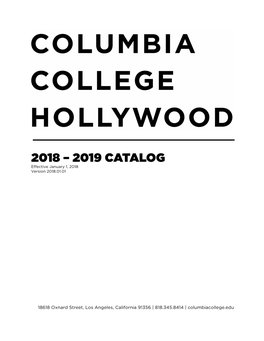 2018 – 2019 CATALOG Effective January 1, 2018 Version 2018.01.01