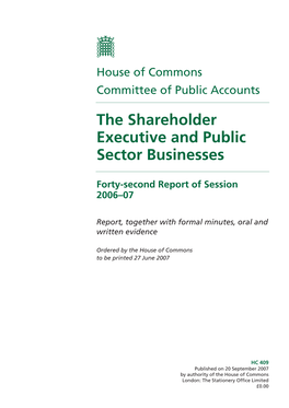 The Shareholder Executive and Public Sector Businesses