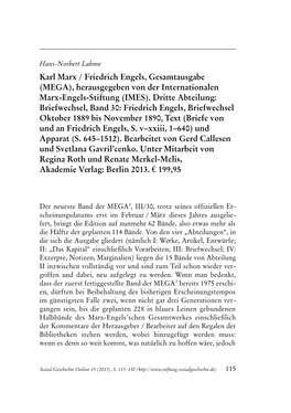 Karl Marx / Friedrich Engels, Gesamtausgabe (MEGA), Herausgegeben Von Der Internationalen Marx-Engels-Stiftung (IMES)