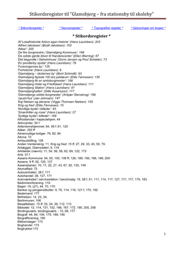 Stikordsregister Til ”Glamsbjerg – Fra Stationsby Til Skoleby”