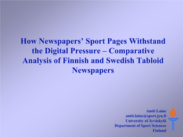 Comparative Analysis of Finnish and Swedish Tabloid Newspapers