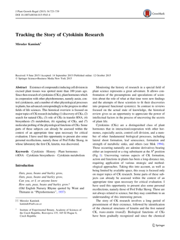 Tracking the Story of Cytokinin Research