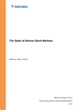 The State of African Stock Markets