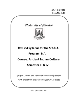 Ancient Indian Culture Semester III & IV