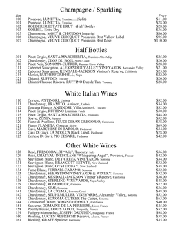 White Italian Wines Half Bottles Champagne / Sparkling Other