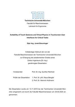 Suitability of Touch Gestures and Virtual Physics in Touch Screen