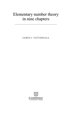 Elementary Number Theory in Nine Chapters