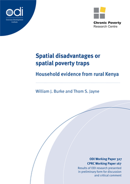 Spatial Disadvantages Or Spatial Poverty Traps Household Evidence from Rural Kenya