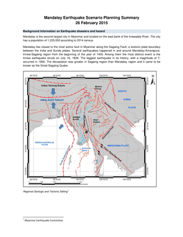 Mandalay Earthquake Scenario Planning Summary 26 February 2015