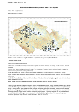 1 Distribution of Helictochloa Pratensis in the Czech Republic