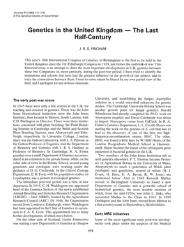 Genetics in the United Kingdom — the Last Half-Century