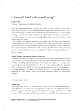 Is There a Future for Mountain Forestry?