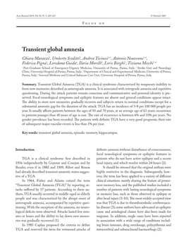 Transient Global Amnesia