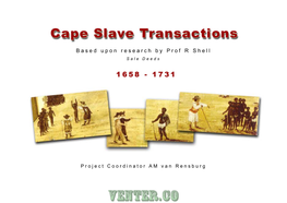 Cape Slave Transactions