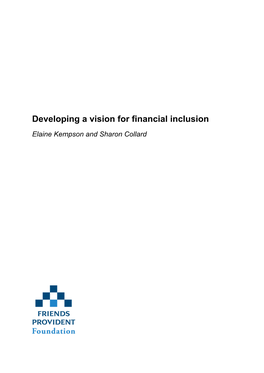 Developing a Vision for Financial Inclusion
