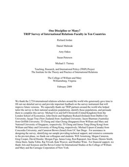 TRIP Survey of International Relations Faculty in Ten Countries