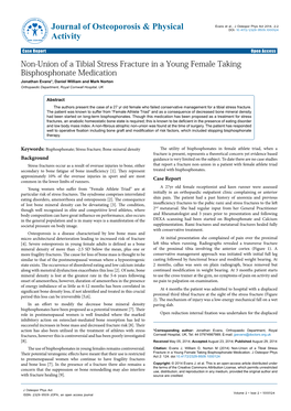 Non-Union of a Tibial Stress Fracture in a Young Female Taking