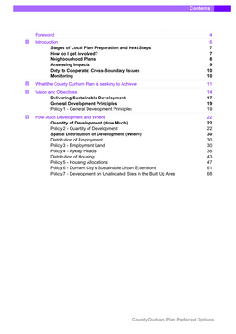 County Durham Plan Preferred Options Contents