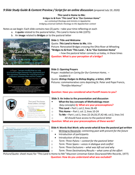 9 Slide Study Guide & Content Preview / Script for an Online