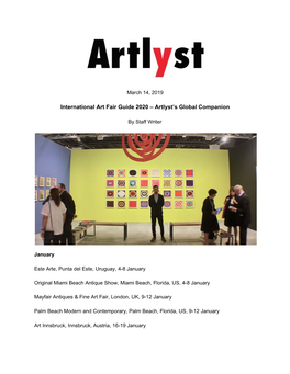 International Art Fair Guide 2020 – Artlyst's Global Companion