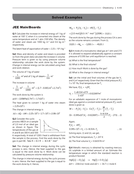 Exercise 1 Q.2 the Gas Is Cooled Such That It Loses 65 J of Heat