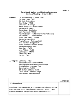 Annex 1 Tonbridge & Malling Local Strategic Partnership Minutes Of