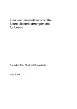 Final Recommendations on the Future Electoral Arrangements for Leeds