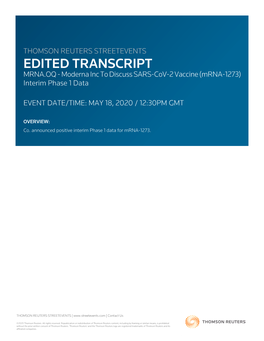 Mrna-1273) Interim Phase 1 Data