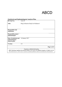 Statistical Analysis Plan