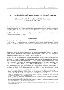 (Cyperaceae) for the Flora of Armenia