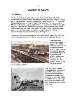 MEMORIES of OVERTON the Railway